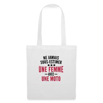 femme à une moto / humour motarde - Sac en tissu - blanc - Devant