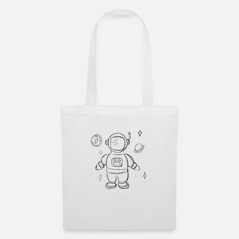 Astronaut Hand gezeichnet Kinderdesign - Stoffbeutel - Weiß