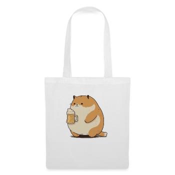 Un gros chat drôle boit de la bière - Sac en tissu - blanc - Devant