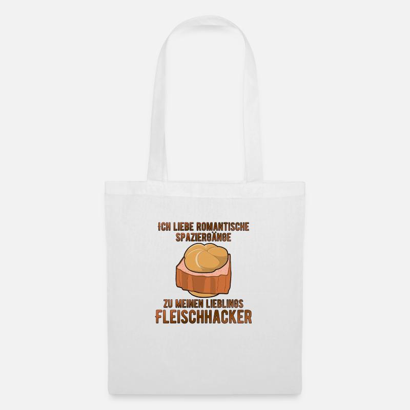 ich liebe Spaziergänge zu meinem Fleischhacker - Stoffbeutel - Weiß