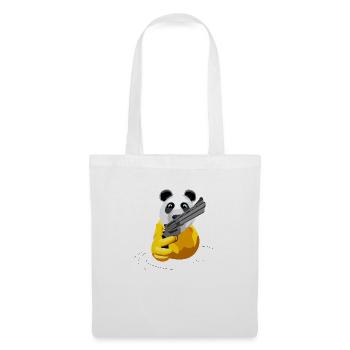Ente Duck Entchen mit Panda Maske und Revolver - Stoffbeutel - Weiß - Vorne