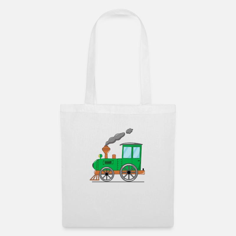 Kinderzug Eisenbahn grün - Stoffbeutel - Weiß
