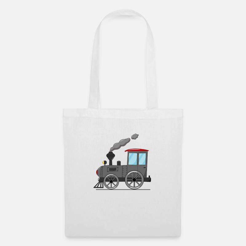 Kinderzug Eisenbahn grau - Stoffbeutel - Weiß