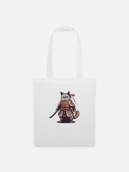 Katzen Samurai - Stoffbeutel - Weiß