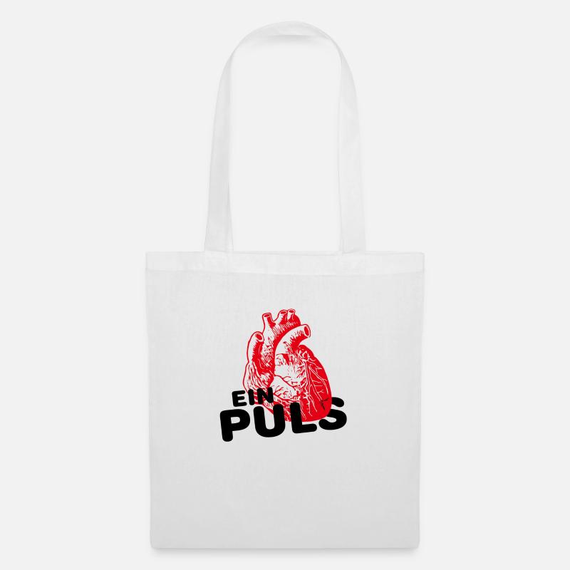 Ein Puls - Herz - Stoffbeutel - Weiß