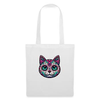 Crâne en sucre de chat coloré - Sac en tissu - blanc - Devant