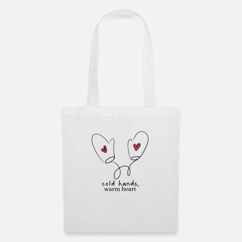 Weihnachten / Spruch / Cold hands, warm heart - Stoffbeutel - Weiß
