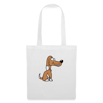 Dog Sitting Funny Happy Puppy Pet Comic - Tote Bag - white - Front