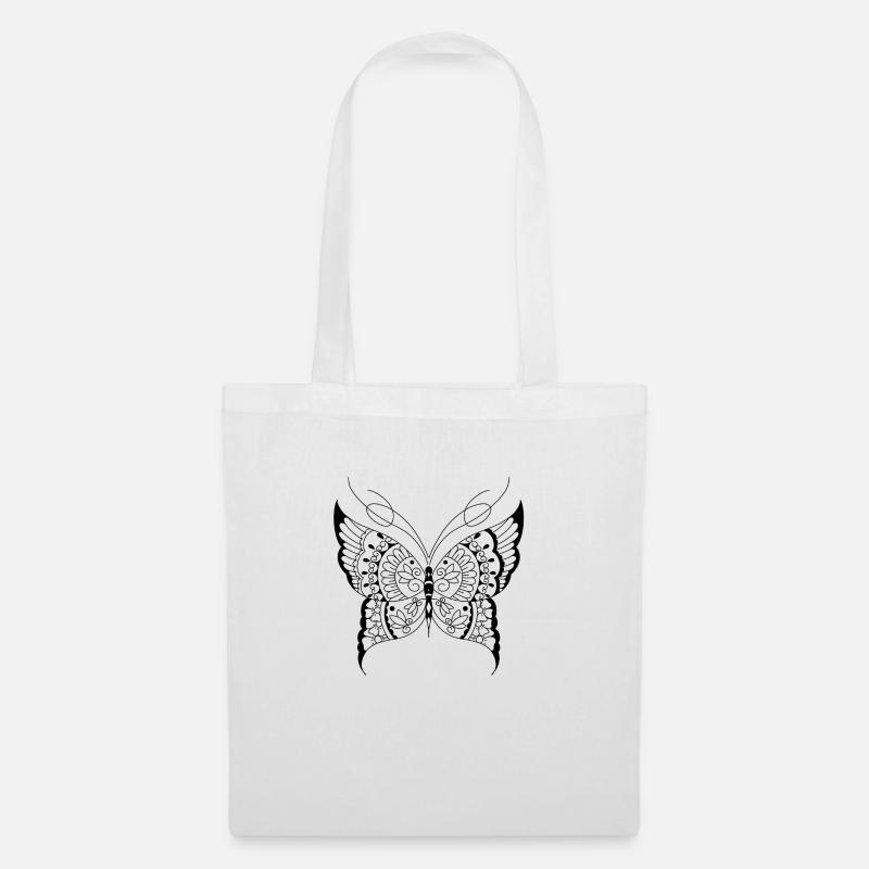 Mandala papillon - Sac en tissu - blanc
