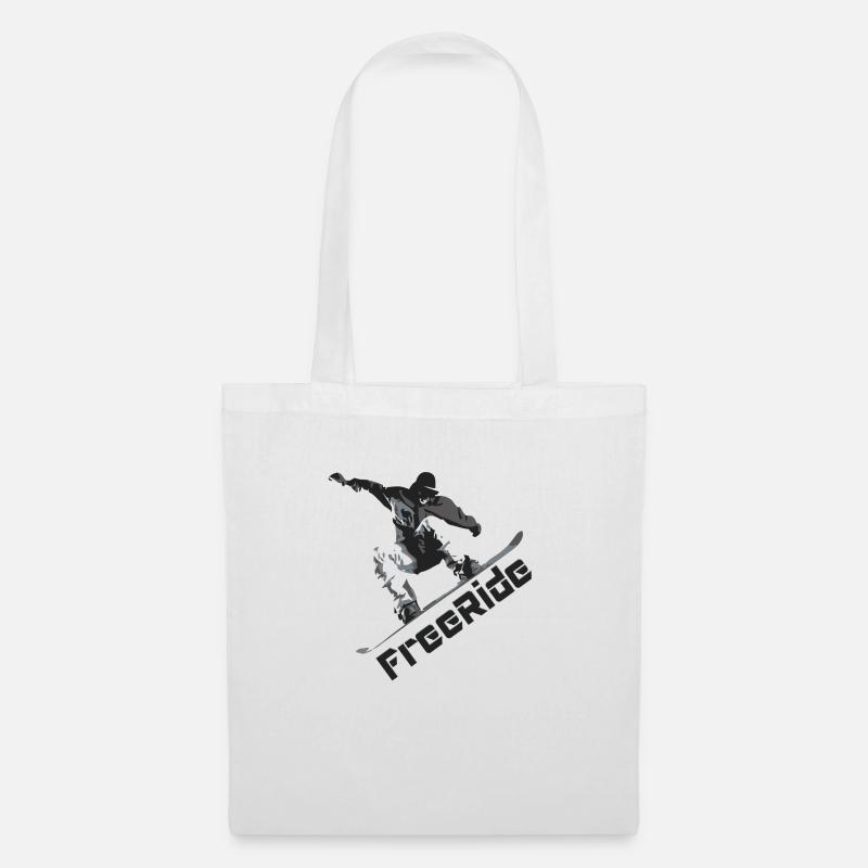 FreeRide, Snowboarden, Powder Boarding, Skiurlaub - Stoffbeutel - Weiß