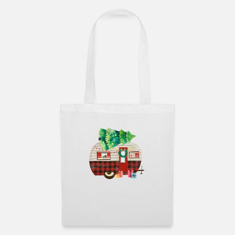 Lustiger Camping Weihnachtscamping Wohnwagen - Stoffbeutel - Weiß