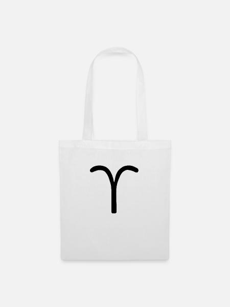 Astrologisches Symbol Aries, Widder - Stoffbeutel - Weiß