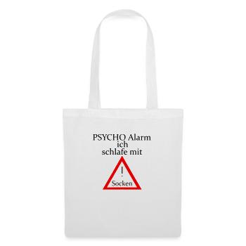 Psycho Alarm Sockenschläfer - Schriftzug - Stoffbeutel - Weiß - Vorne