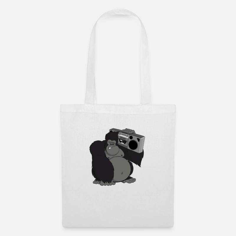 Gorilla mit Tonbandgerät - Stoffbeutel - Weiß