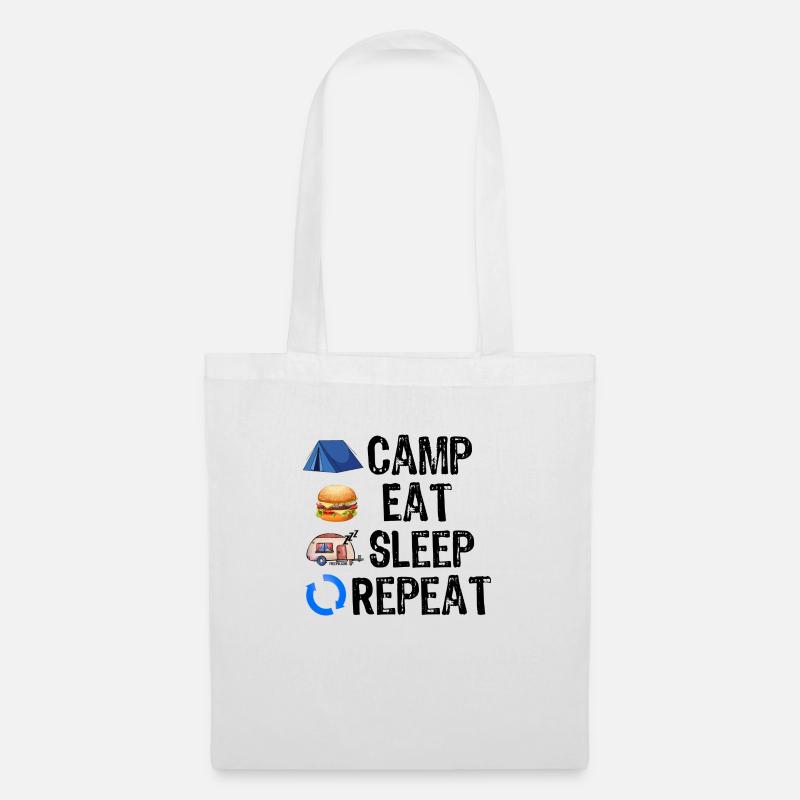 Camp Eat Sleep Repeat - Stoffbeutel - Weiß