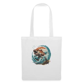 Pêche Pêche Excursion Poisson Lac Canne à pêche pêcheur - Sac en tissu - blanc - Devant