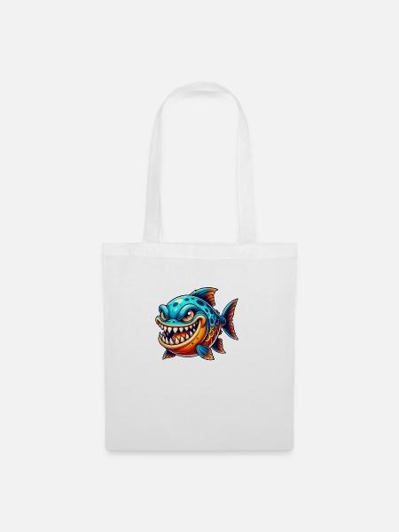 piranha comic fisch - Stoffbeutel - Weiß