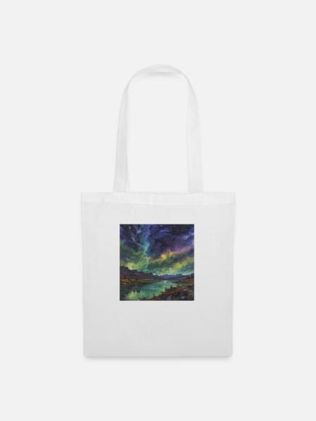 Northern Lights over the Tranquil Lake - Tote Bag - white