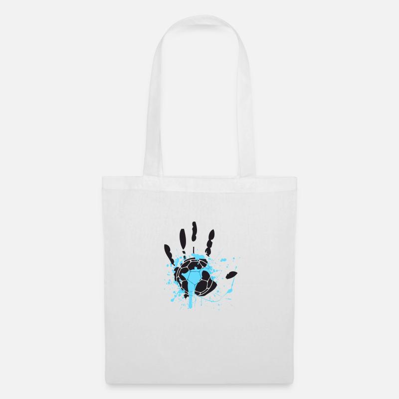 Blue Hand large - Tote Bag - white