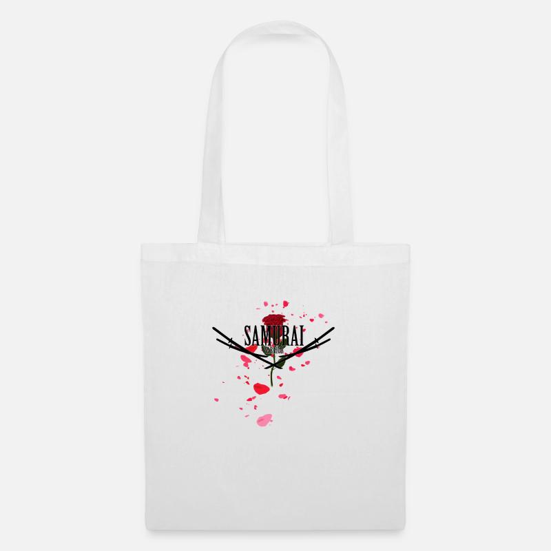 Samurai-Krieger Schwerter Blumenmotiv - Stoffbeutel - Weiß