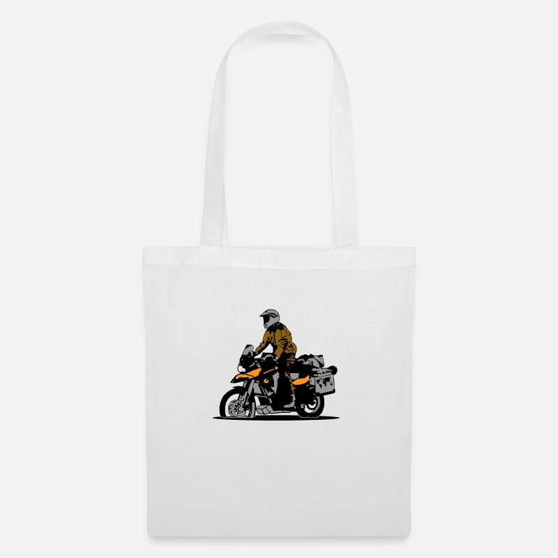 Motorrad und Fahrer stehend - Stoffbeutel - Weiß