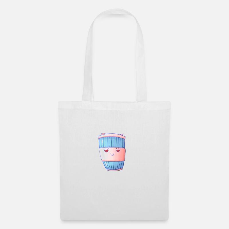 i love coffee, cute coffee cup - Stoffbeutel - Weiß