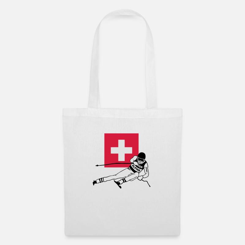 ski - alpine - apres - Schweiz - Stoffbeutel - Weiß