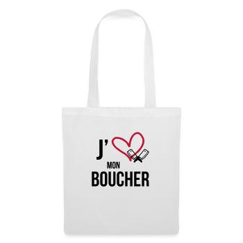 J'aime mon Boucher - Sac en tissu - blanc - Devant
