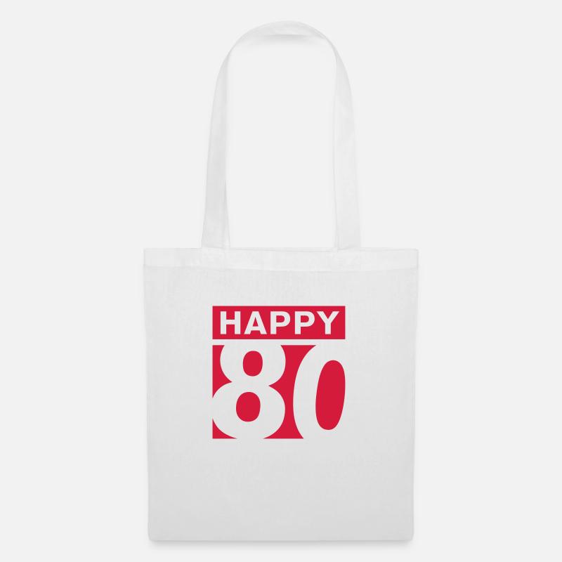 Happy 80 Geburtstag - Stoffbeutel - Weiß