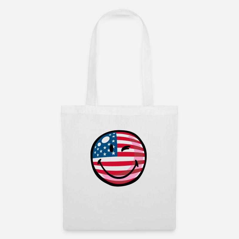 Smiley USA - Stoffbeutel - Weiß