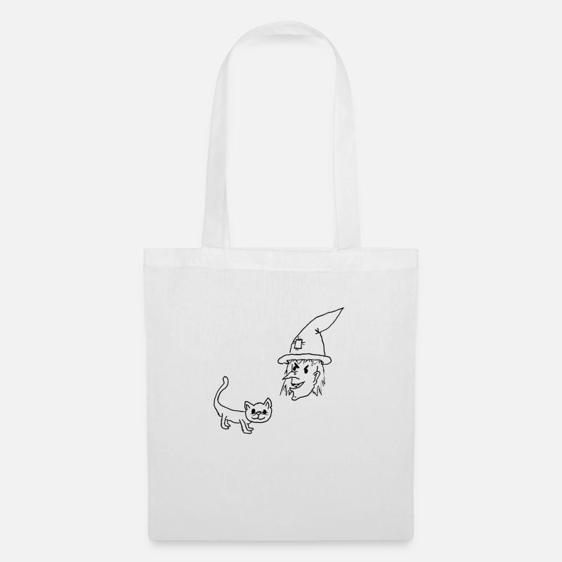 Witch with cat - Tote Bag - white