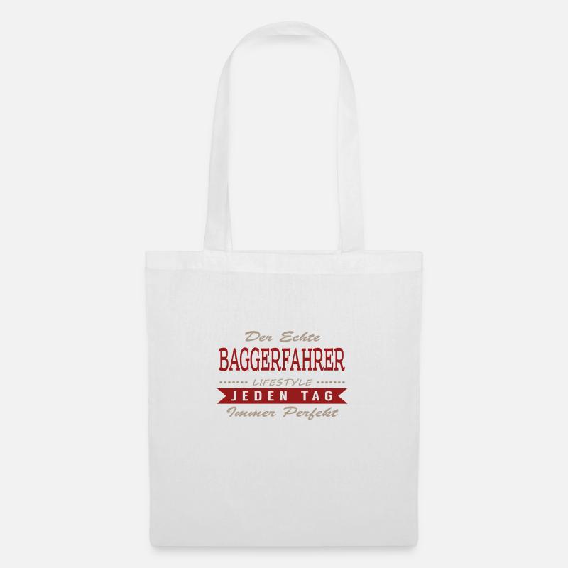 Der echte Baggerfahrer - Stoffbeutel - Weiß