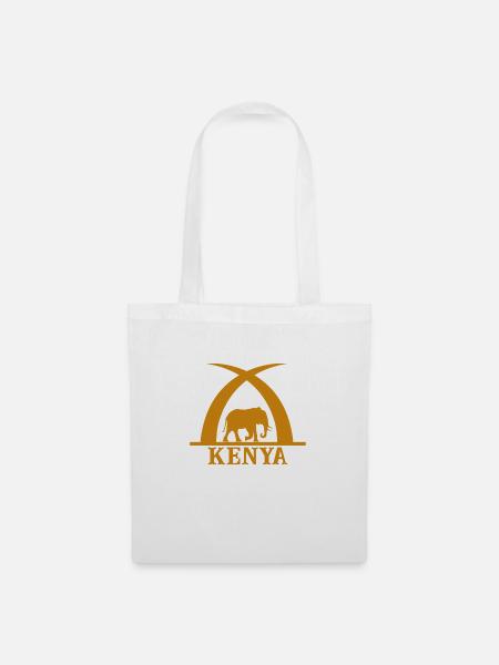 Ivoire et éléphant avec inscription KENYA - Sac en tissu - blanc