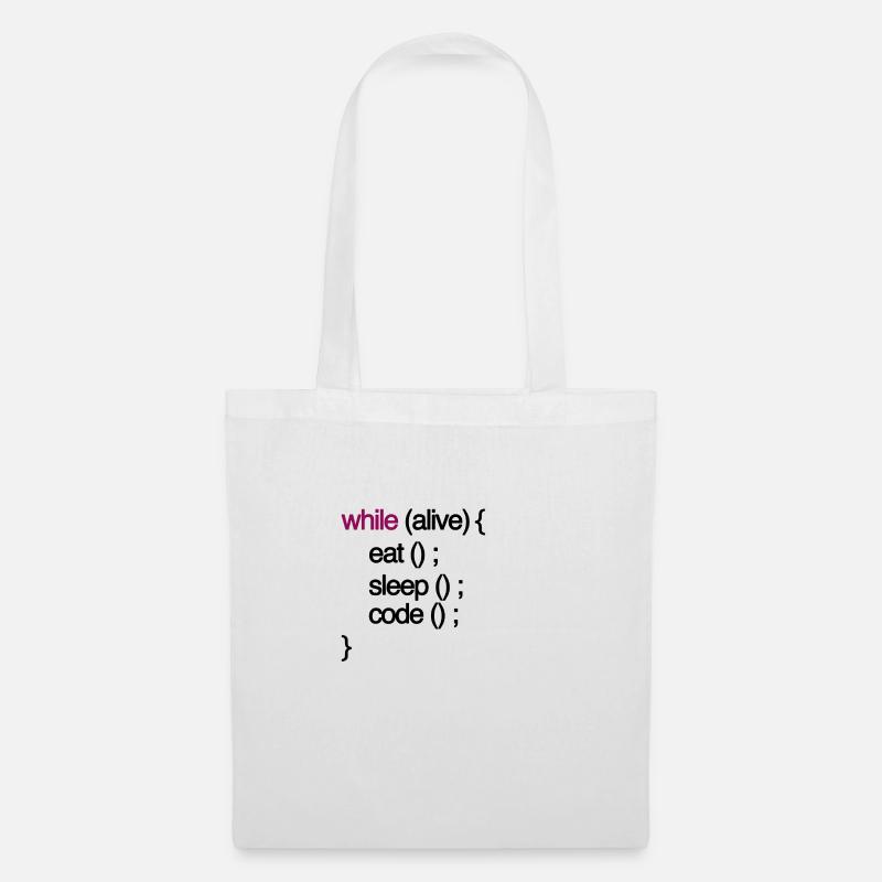 while alive code Informatiker programming coding - Stoffbeutel - Weiß