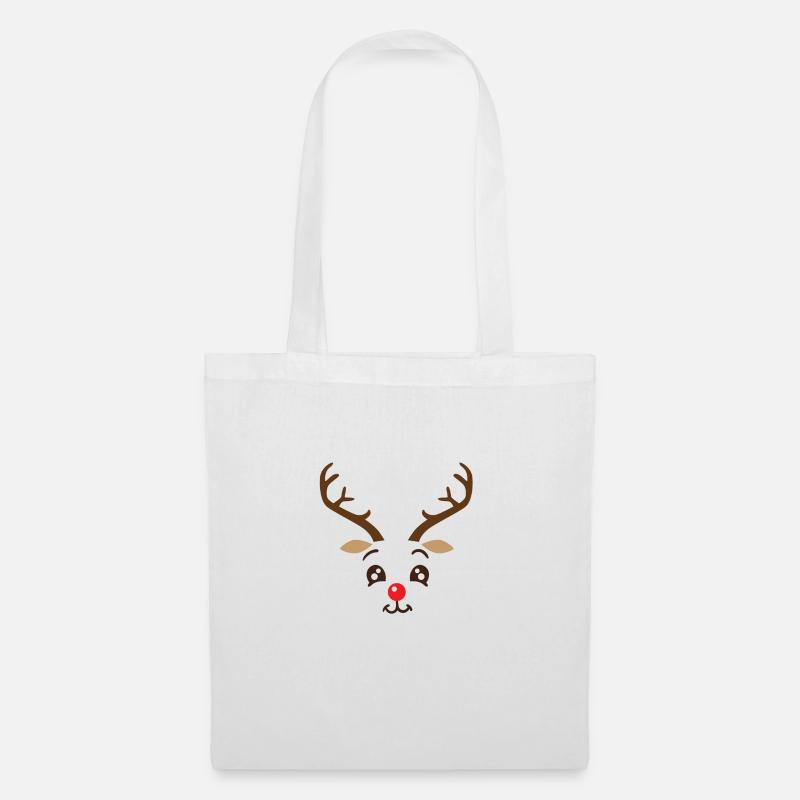 Weihnachtsgeschenke, süßes Rentiergesicht - Stoffbeutel - Weiß