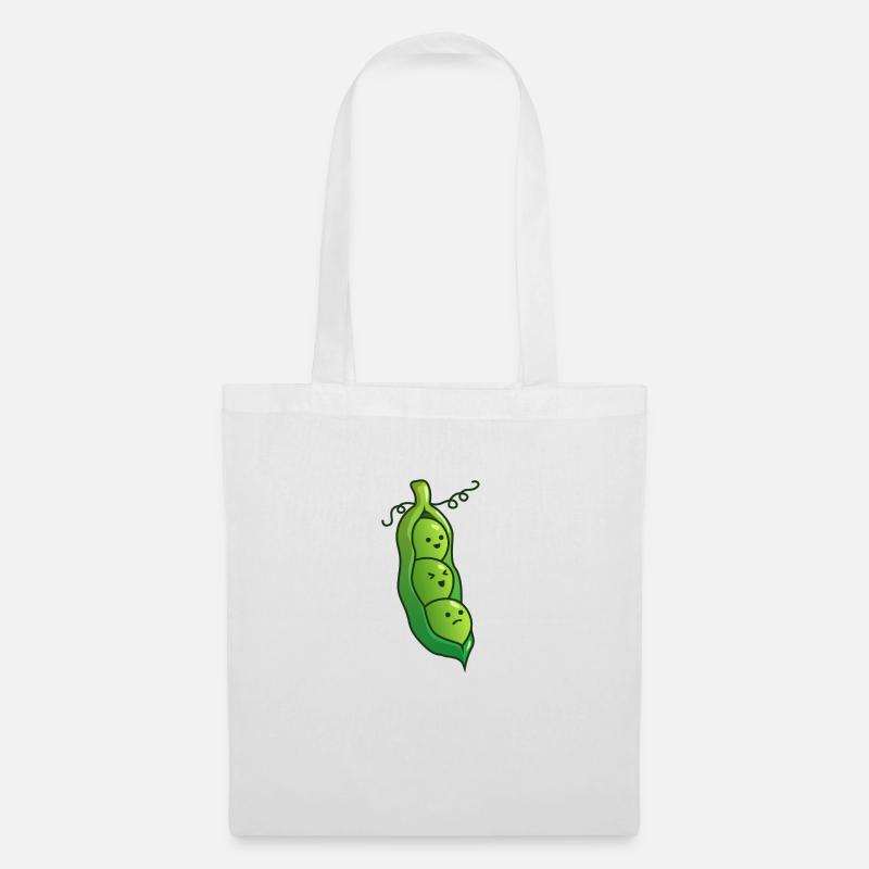 Nette grüne Erbsen - Stoffbeutel - Weiß