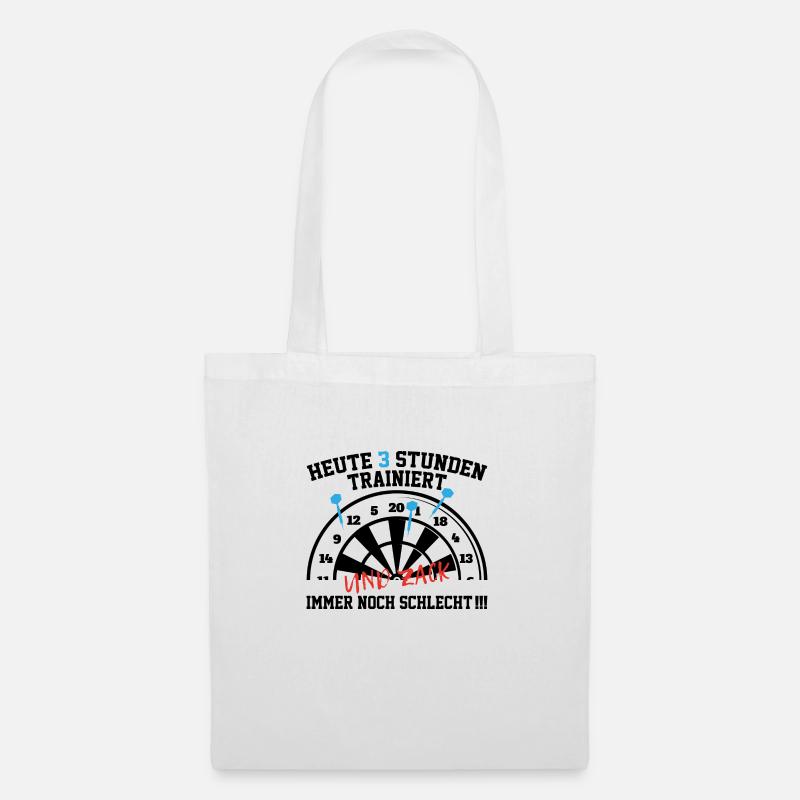 Trainiert Geschenk Spruch Darts Wurfspieß - Stoffbeutel - Weiß