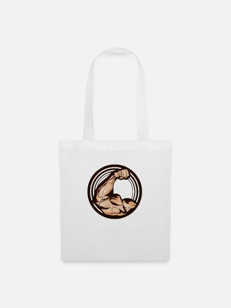 Arm Muskel biceps Logo Kraft Kraft - Stoffbeutel - Weiß