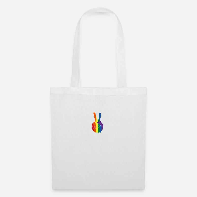 Peace Regenbogen - Stoffbeutel - Weiß