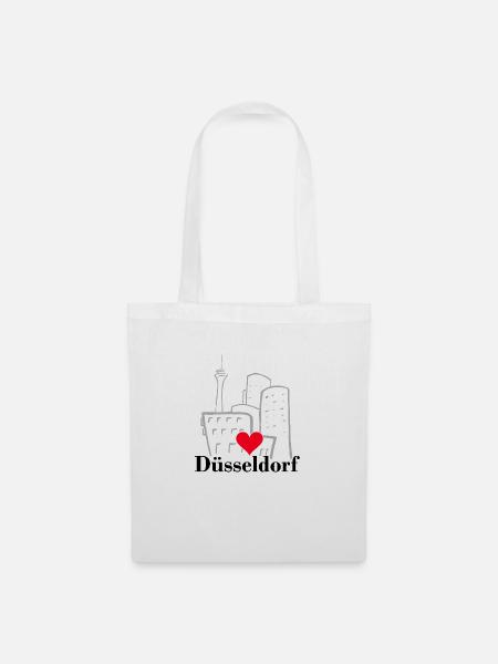 Düsseldorf, Stadt, Kö, Deutschland - Stoffbeutel - Weiß