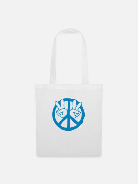 Hände Peace Symbol - Stoffbeutel - Weiß
