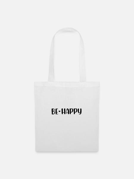 Be Happy - Stoffbeutel - Weiß