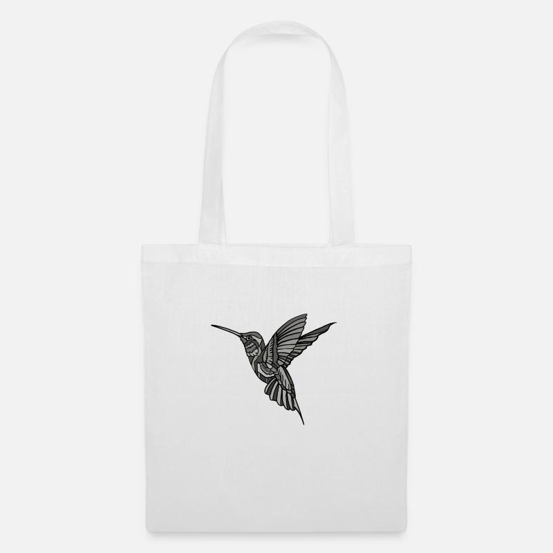 Graustufen Hummingbird Grafik Vogel  - Stoffbeutel - Weiß