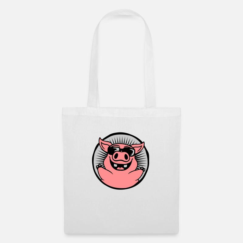 Circle Cool Lunettes de soleil Cochon - Sac en tissu - blanc