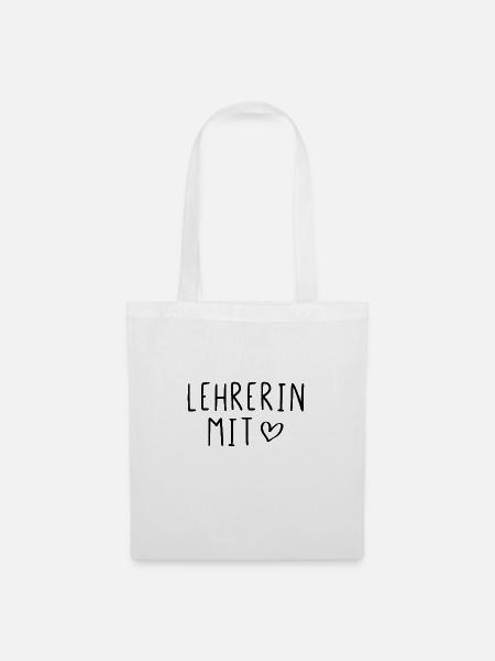 Lehrerin mit Herz - Stoffbeutel - Weiß