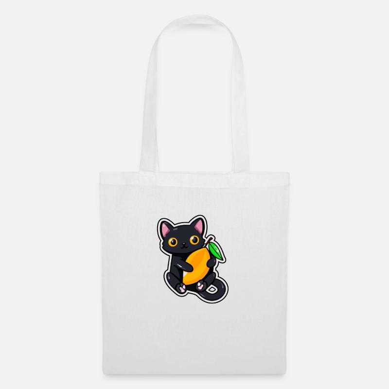 Katze umarmt eine Mango - Stoffbeutel - Weiß