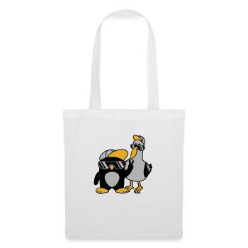 Möwe Pinguin 2 Freunde - Stoffbeutel - Weiß - Vorne