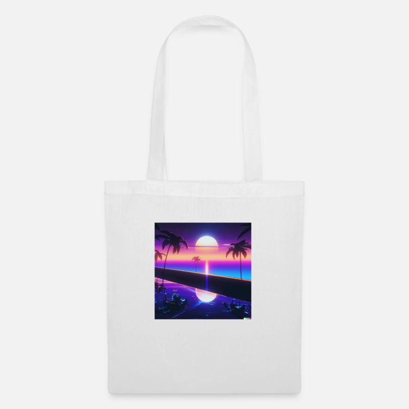 a synthwave style sunset - Stoffbeutel - Weiß