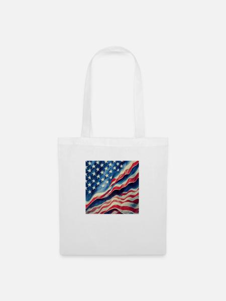 Amerikanisches Flaggen-logo - Stoffbeutel - Weiß