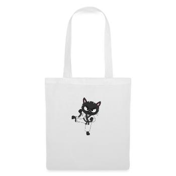 KATZE - KATER - KAMPFKATZE - KARATE - TIGER - Stoffbeutel - Weiß - Vorne